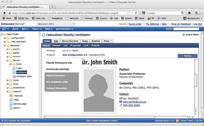 Go to the Faculty Profile. Click "Edit."