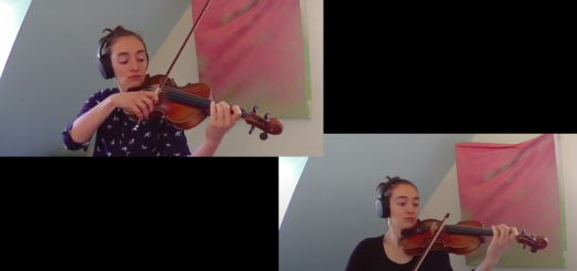 A shot from Lea Fettermans video where she acompanies herself on violin