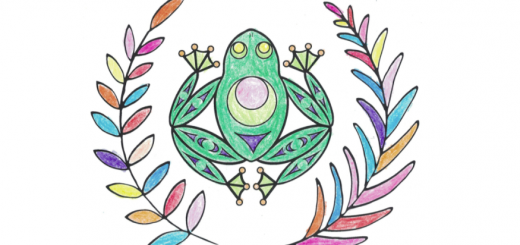 coloured in frog from the colouring book