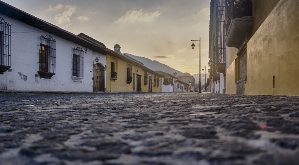 Guatemalan street at dawn