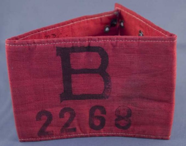 Civilian internee armband worn by Peggy Pemberton-Carter