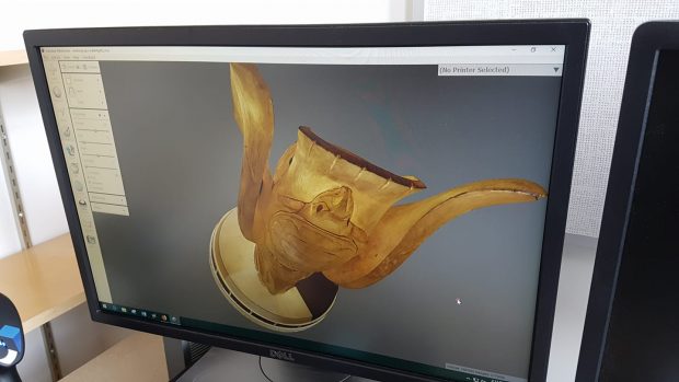 image of a 3D model of the Turtle Cup in the Meshmixer software