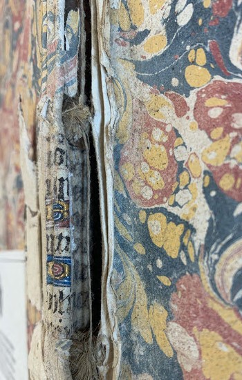 fragment inside binding with evidence of gilding