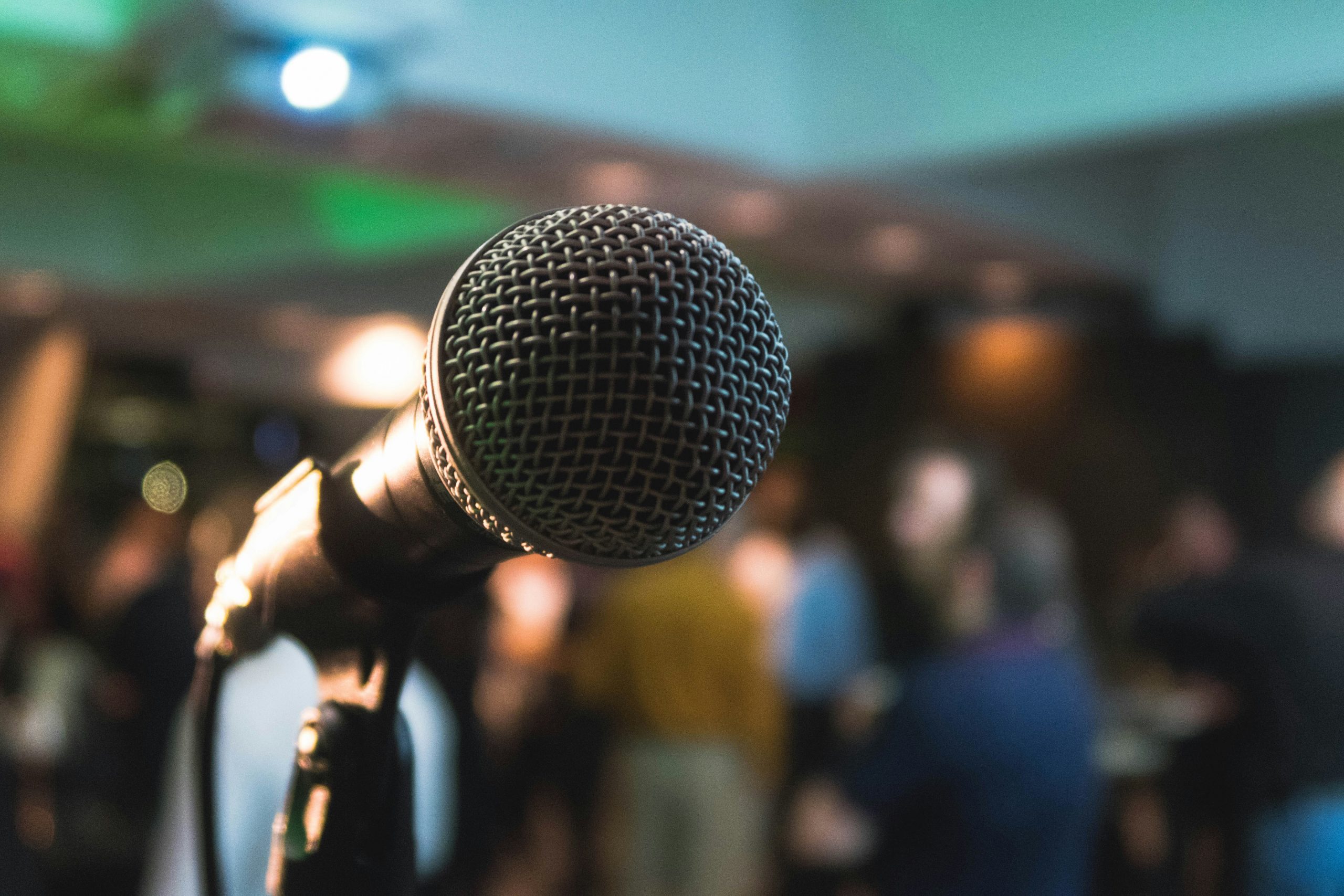 A close-up photo of a microphone.