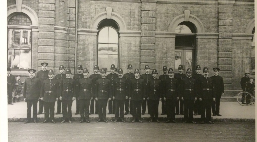 Portrait of Victoria Police Officers in front of the old Station (now City Hall)