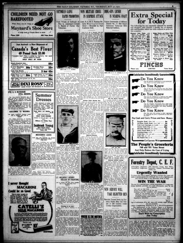 Daily Colonist 31 May 1917 | Victoria Police Department In The Great War