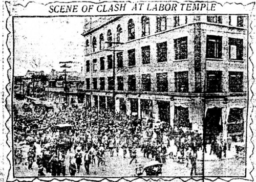 Unrest in Vancouver at the Labour Temple. Source: The Province, August 2, 1978.