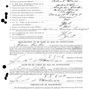 Attestation paper of Edwin Victor Cook, page 1. Source: http://central.bac-lac.gc.ca/.item/?op=pdf&app=CEF&id=B1940-S047