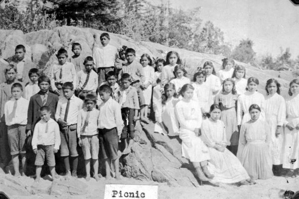 Ahousaht Residential School picnic, circa 1920's. Source: BC Archives, 193501-001 